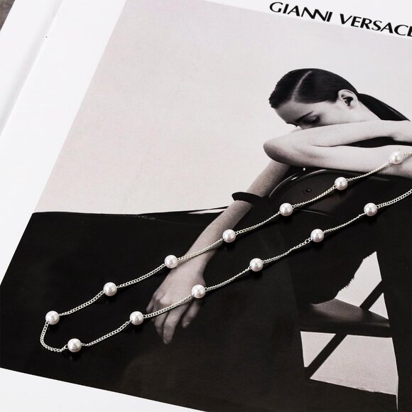 Women 14K Gold Plated Layered Pearl Necklaces Chain - Picture 6 of 7